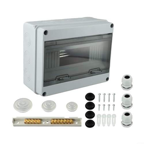 HT12 wasserdichter Verteilerkasten 12 Module Sicherungskasten für elektrische Außeninstallationen mit abschließbarer und transparenter Abdeckung von FortunateSweet