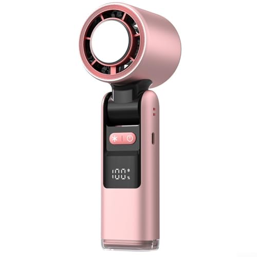 Kleiner Hochgeschwindigkeits-Handventilator, tragbar, 100 Turbo-Geschwindigkeiten, Mini-Ventilator, LED-Display, wiederaufladbar über USB für alle Ihre Kühlbedürfnisse (Kühlung Pink) von FortunateSweet