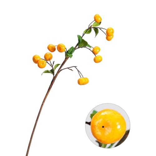 Künstliche Orangenzweige Set für Home Office Hochzeit Dekoration Fenster Display 3 Stück mit biegbarem Draht und künstlichen Früchten (orange) von FortunateSweet