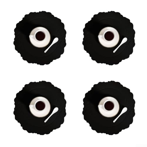 Leder-Tischsets 4er-Set für gewerbliche Zwecke für Küchen, Restaurants und Hotels, bieten Schutz mit einem polierten Aussehen (schwarz) von FortunateSweet