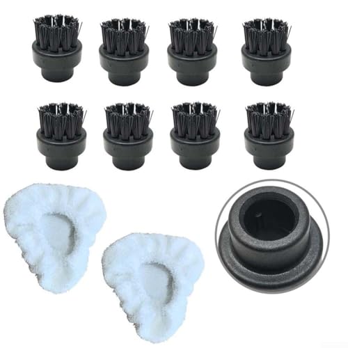 Rushes Werkzeug- und Wischmopp-Pad-Ersatz-Set, kompatibel mit Dampfreiniger, enthält 8 robuste Rundbürsten und 2 weiche, waschbare Pads für die Reinigung von Küche und Bad von FortunateSweet
