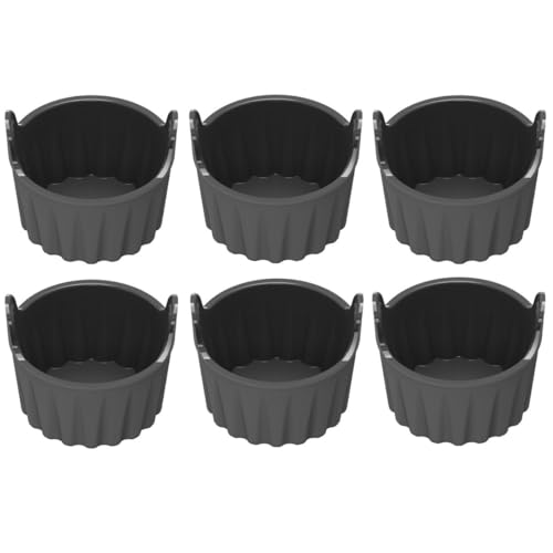 Set mit 6 Silikon-Backförmchen für Luftfritteusen, Eier, Muffins und Kuchenauflaufförmchen (grau) von FortunateSweet
