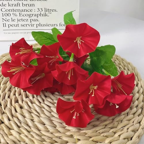 Vibrant Silk Cloth Morning Glory Petunia Flowers, Artificial and Beautiful, Wedding Decor (Red) von FortunateSweet