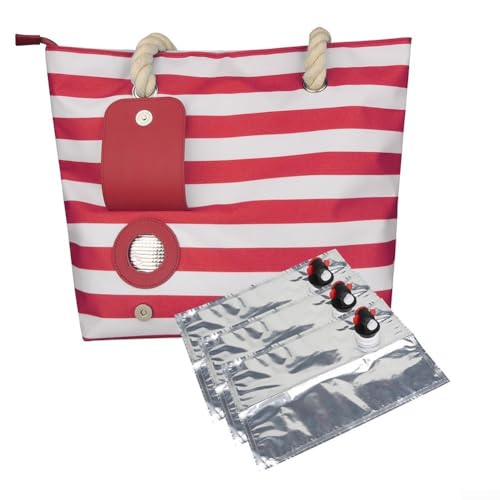 Weinträger mit isolierten Fächern, für den Transport von zwei Flaschen und Snacks zu Picknicks und Partys (rot) von FortunateSweet