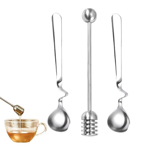 FortuneGlobe Honiglöffel, Marmeladenlöffel, Edelstahl, 3 Stück, Rührstab aus Edelstahl für Marmelade, Joghurt, Honig, Sirup von FortuneGlobe
