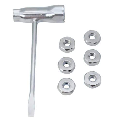 FortuneGlobe Zündkerzenschlüssel 13mm x 19mm Universal Kettensägenschlüssel passend für Stihl 017, 018, MS170, MS180, MS230, MS250 und Plus 2in1 Werkzeug mit 6 Ersatzmuttern für zwischen: von FortuneGlobe