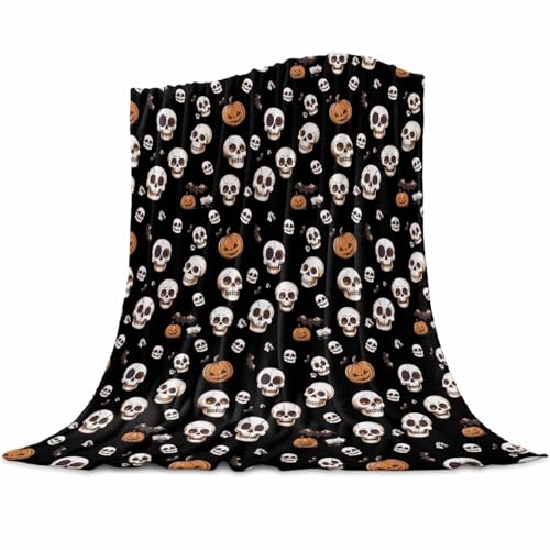 Halloween-Überwurfdecke, Kürbis-Totenkopf-Decke, Überwurf, weich, warm, Fledermaus, Spinnennetz, schwarz, Urlaub, Flanelldecken für Couch, Bett, Sofa, Überwurf, Decke für Heimdekoration, 101,6 x 127 Halloween-Überwurfdecke, Kürbis-Totenkopf-Decke, Überwurf, weich, warm, Fledermaus, Spinnennetz, schwarz, Urlaub, Flanelldecken für Couch, Bett, Sofa, Überwurf, Decke für Heimdekoration, 101,6 x 127 von FortuneHouse8