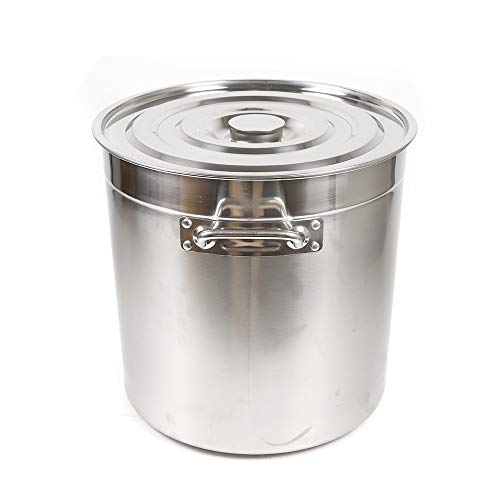 350 mm Dampf Kochtopf, 35L Edelstahl Suppentopf Topf mit Deckel Höhe Edelstahl Dampfgarer Küche Edelstahl mattiert, unbeschichtet, backofengeeignet von FortyFor
