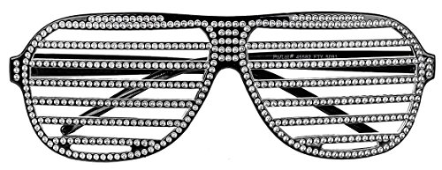 Forum Hip Hop Rhinestone Black Slat Costume Glasses von Forum Novelties