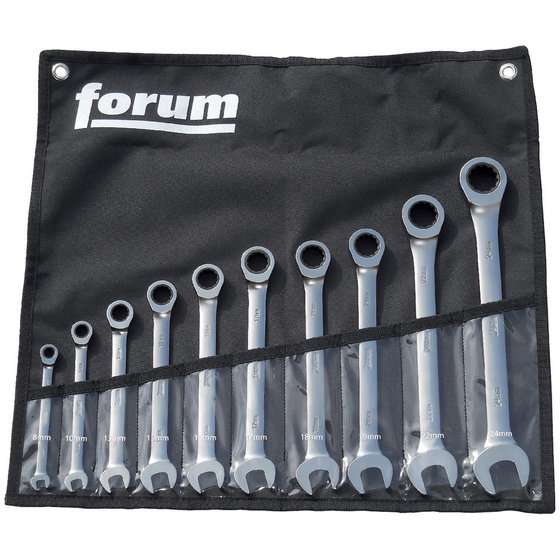 forum® - Maulschlüssel mit Ringratsche 10-teilig gerade 8-24mm von Forum