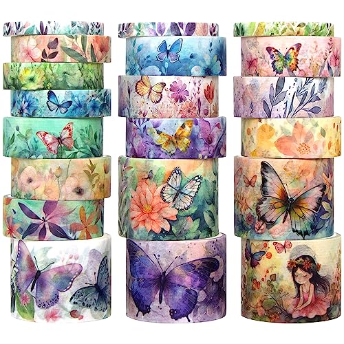20 Rollen Washi Tape Set - Floral Butterfly Dekoratives Masking Tape, Adhesive Tape für Verschönern Bullet Journal Supplies, Junk Journal, Diy Handwerk, Scrapbooking Supplies, Art Craft, Gift Wrapping 20 Rollen Washi Tape Set - Floral Butterfly Dekoratives Masking Tape, Adhesive Tape für Verschönern Bullet Journal Supplies, Junk Journal, Diy Handwerk, Scrapbooking Supplies, Art Craft, Gift Wrapping von Forwaarss