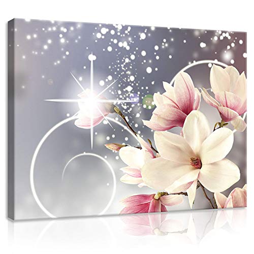 Forwall Bilder Canvas Abstrakt Blumen Magnolie 3D Modern Schlafzimmer Wohnzimmer Leinwandbilder Wandbild Kunstdruck Wandbilder Wand Bild auf Leinwand Aufhängefertig (21005, O6 (80 x 60 cm)) von Forwall