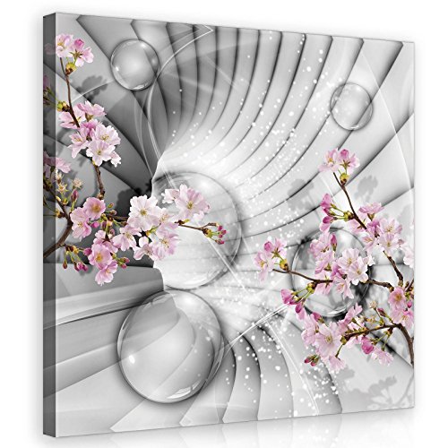 Forwall - Leinwand Bilder - Blumen Abstrakt 3D EFFEKT - 80x80 cm Leinwandbilder - Bild auf leinwand - Wandbild XXL groß Wandbilder für Wohnzimmer Schlafzimmer Wohnzimmerbilder Modern kunstdruck von Forwall