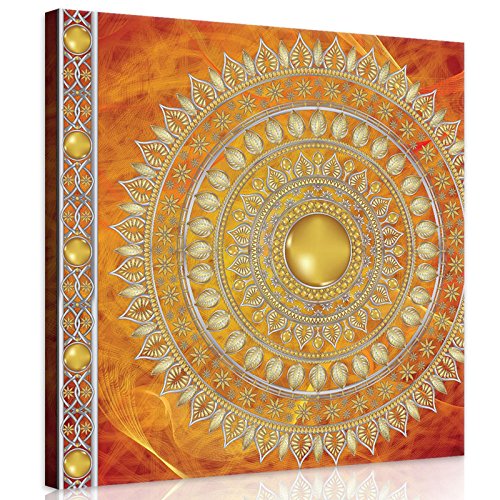 Forwall Bilder Canvas Mandala groß Indische gold Orientalisch Schlafzimmer Wohnzimmer Leinwandbilder Wandbild Kunstdruck Wandbilder Wand Bild auf Leinwand Aufhängefertig (10119, O2 (80 x 80 cm)) von Forwall