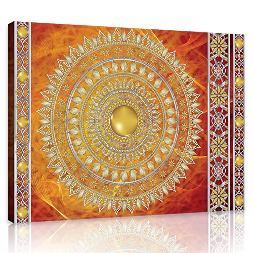 Forwall Bilder Canvas Mandala groß Indische gold Orientalisch Schlafzimmer Wohnzimmer Leinwandbilder Wandbild Kunstdruck Wandbilder Wand Bild auf Leinwand Aufhängefertig (10119, O6 (80 x 60 cm)) von Forwall