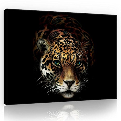 Forwall Bilder Leopard schwarz Tiere Modern Schlafzimmer Wohnzimmer Leinwandbilder Wandbild Kunstdruck Wandbilder Wand Bild auf Leinwand Aufhängefertig (10071, O4 (60 x 40 cm)) von Forwall