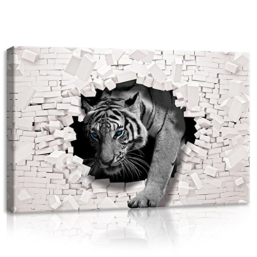 Forwall Bilder Tiger Abstrakt 3D Tiere Modern Schlafzimmer Wohnzimmer Leinwandbilder Wandbild Kunstdruck Wandbilder Wand Bild auf Leinwand Aufhängefertig (10400, O4 (60 x 40 cm)) von Forwall