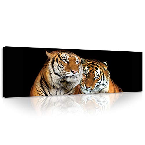 Forwall Bilder Tiger Afrika Tiere Modern Schlafzimmer Wohnzimmer Leinwandbilder Wandbild Kunstdruck Wandbilder Wand Bild auf Leinwand Aufhängefertig (21403, O3 (145 x 45 cm)) von Forwall