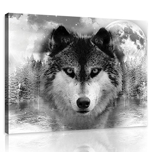 Forwall Bilder Wolf Tiere grau Wald Modern Schlafzimmer Wohnzimmer Canvas Leinwandbilder Wandbild Kunstdruck Wandbilder Wand Bild auf Leinwand Aufhängefertig (10147, O1 (100 x 75 cm)) von Forwall