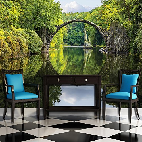 Forwall Fototapete Vlies - Tapete Moderne Wanddeko Rakotzbrücke-Kromlau VEXXL (312cm. x 219cm.) AMF11747VEXXL Wandtapete Design Tapete Wohnzimmer Schlafzimmer von Forwall