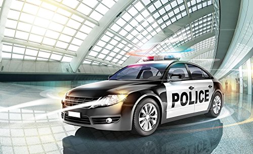 Forwall Fototapete Vlies - Tapete Moderne Wanddeko Rasendes Polizeiauto VEXL (208cm. x 146cm.) AMF1975VEXL Wandtapete Design Tapete Wohnzimmer Schlafzimmer von Forwall
