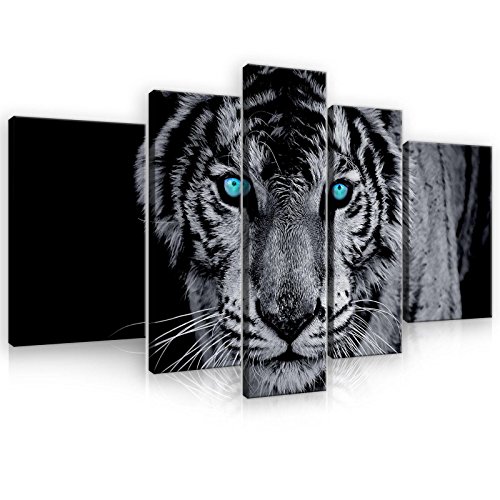 Forwall - Leinwand Bilder - Tiger Tiere Schwarz - 170x100 cm Leinwandbilder - Bild auf leinwand - Wandbild XXL groß Wandbilder für Wohnzimmer Schlafzimmer Wohnzimmerbilder Modern kunstdruck von Forwall
