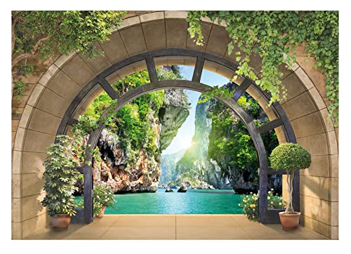Forwall - Vlies Fototapete Fenster Aussicht Natur Landschaft 104x70 cm - Fototapeten - Tapeten - für Wohnzimmer Schlafzimmer - Vliestapete Wandtapete Tapete 3D Effekt- inkl. Kleister von Forwall