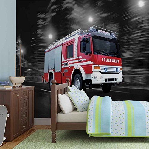 Forwall Vlies Fototapete Tapete Vliestapete Rasendes Feuerwehrwagen AF2022VEXXL (312cm x 219cm) Photo Wallpaper Mural von Forwall