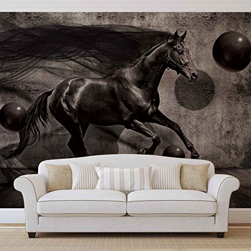 Forwall Vlies Fototapete Tapete Vliestapete Schwarzes Pferd AF3137VEXXXL (416cm x 254cm) Photo Wallpaper Mural von Forwall