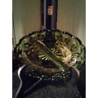 Frühling Verkauf Vintage Anchor Hocking Fairfield Muster 2 Abschnitt Relish Avacodo Grünes Glas von ForwardMotionDesigns
