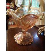 Imperial Glas Feind Lenox Acanthus Leaf Schillernden Rüschen Rand Kompott von ForwardMotionDesigns