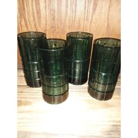 Set Von 4 Vintage Alter Anchor Hocking Tartan Pattern Tea Gläser von ForwardMotionDesigns