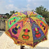 Dekorativer Großer Sonnenschirm Baumwolle Outdoor Bestickt Gartenschirm Multi Color Home Decor von ForwomenbywomenStore