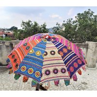 Outdoor Großer Sonnenschirm Baumwolle Dekoschirm Bestickt Schirm Multi Color Garten Wohndekoration von ForwomenbywomenStore