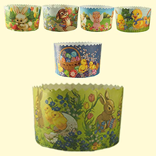 Foryond TOMENGBEIAABBCC Slco 5er Set Backform aus Papier für Kinder *Panettone* Ostern Kuchen Motiv D-11cm von Slco