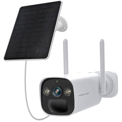 Foscam BP4 batteriebetriebene 2K 4 MP WLAN-Überwachungskamera, inkl. hocheffizientem Solarpanel, Zwei-Wege-Audio, Nachtsicht in Farbe, IP66 Wasserfest von Foscam
