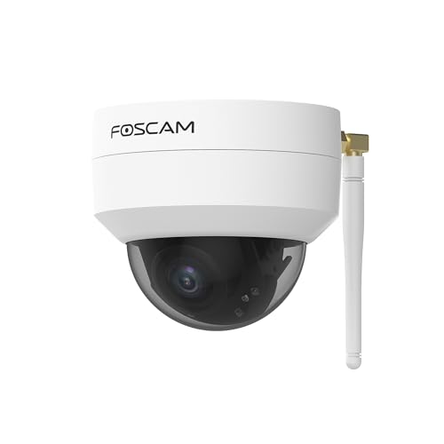 Foscam D4Z IP-Überwachungskamera für den Außenbereich, Anti-Vandalika, IK10, Weiß, 4 Megapixel, Zoom x4, kompatibel mit Alexa, Intelligente menschliche Erkennung von Foscam