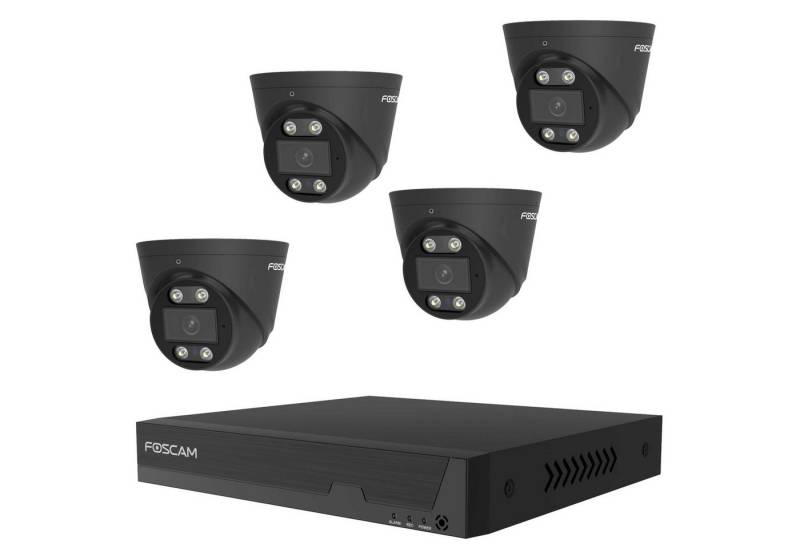 Foscam Überwachungskamera FN9108E-T4-2T 8-Kanal 3K 5 MP PoE Videoüberwachungsset mit 4x Kameras (5-tlg., 1x Foscam FN9108E NVR mit 2 TB HDD, 4x Foscam T5EP Überwachungskamera, PoE (Power-over-Ethernet), Zwei-Wege-Audio und Alarmsirene) von Foscam