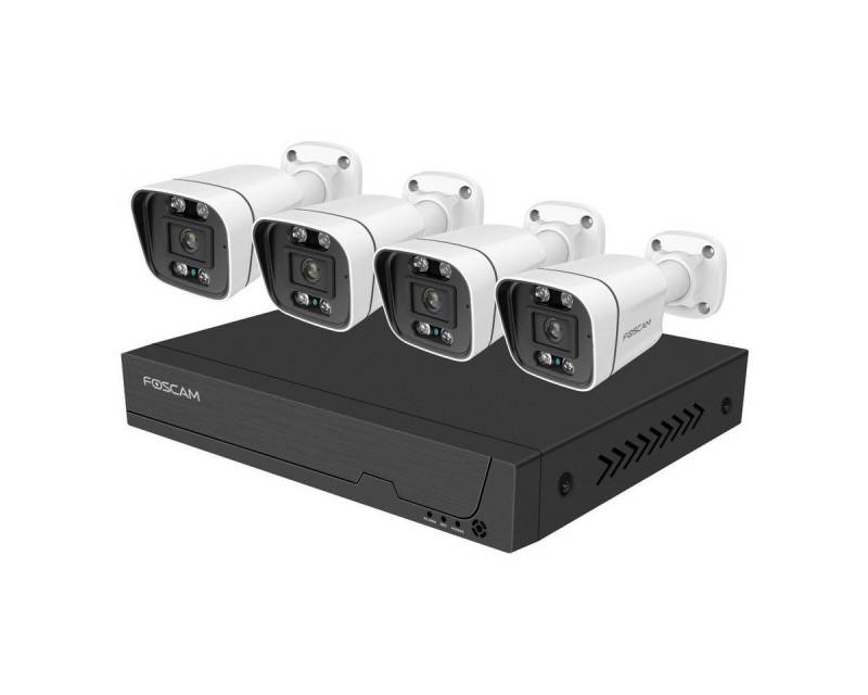 Foscam Überwachungskamera FNA108E-B4-2T 8-Kanal 4K 8 MP PoE Videoüberwachungsset mit 4x Kameras (5-tlg., 1x Foscam FNA108E NVR mit 2 TB HDD, 4x Foscam V8EP Überwachungskamera, PoE (Power-over-Ethernet), Zwei-Wege-Audio und Alarmsirene) von Foscam
