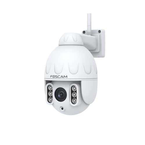 Foscam SD4 4 MP Dual-Band WLAN PTZ Dome Überwachungskamera mit 4-Fach optischem Zoom und Nachtsicht bis 50 Meter, Erkennen von Personen, Bewegungen und Geräuschen, Weiß von Foscam