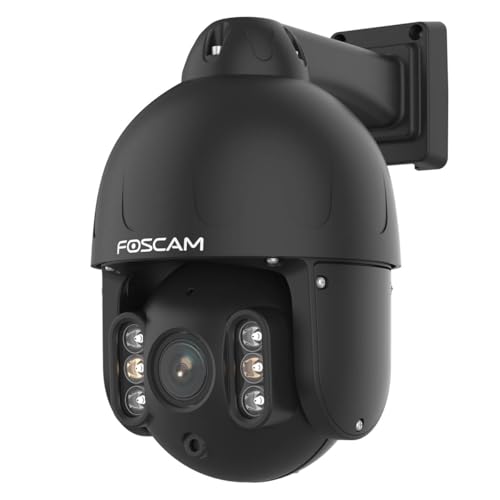 Foscam SD8EP 8 MP PoE PTZ Dome Überwachungskamera mit 4-Fach optischem Zoom, UHD-Videoqualität, HDR, für Innen- und Außenbereich, intelligenter Personen- und Fahrzeugerkennung (schwarz) von Foscam