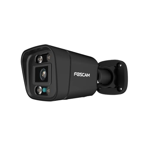 Foscam V5EP 5 MP POE Überwachungskamera mit integriertem Scheinwerfer und einer Alarmsirene, Erkennung von Personen und Fahrzeugen, Nachtsicht, Zwei-Wege-Audio, P2P-Funktion, IP66 Wasserfest (Schwarz) von Foscam