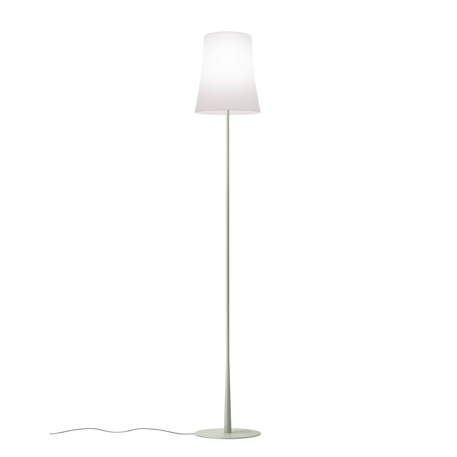 Foscarini - Birdie Easy Stehleuchte - salbeigrün/Lampenschirm Polykarbonat/H x Ø 150x25cm/Gestell Metall von Foscarini