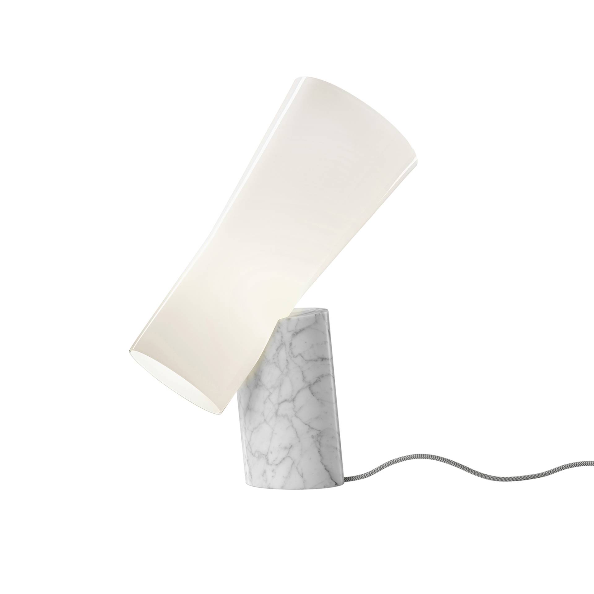 Foscarini - Nile Tischleuchte - weiß/Carrara Marmor/BxHxT 41x55x21cm/LED Retrofit/18W/E27/2700K/2452lm/CRI>80/dimmbar von Foscarini