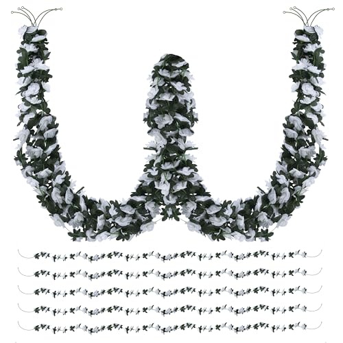 Foshird 5 Stück Blumengirlande Deko 2,5m Weiße Rosen Blumenwand Kunstblumen Hängend Frühling Künstliche Blumen Girlande für Hochzeit Outdoor Garten Balkon Party Room Decor Foshird 5 Stück Blumengirlande Deko 2,5m Weiße Rosen Blumenwand Kunstblumen Hängend Frühling Künstliche Blumen Girlande für Hochzeit Outdoor Garten Balkon Party Room Decor von Foshird