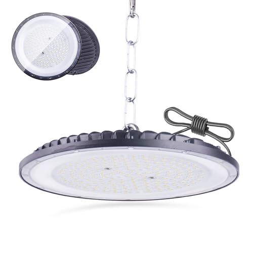 200W UFO LED High Bay Light,Fosingut Superhell 288 LEDs Hallenstrahler UFO LED Werkstattlampe,110lm/W 6500K Kaltweiß IP65 Wasserdichte Industrielampe High Bay Licht für Fabriken,Garage,Lagerhaus,Stadi von Fosingut