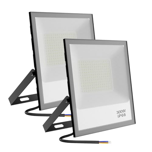Fosingut LED Strahler Außen, 300W LED Scheinwerfer Innen,6500K Kaltweiß Blendschutz Flutlicht Werkstattlampe,IP66 Wasserdicht Wandleuchte Draußen Fluter Baustrahler für Garten,Keller,Garage-2pcs von Fosingut
