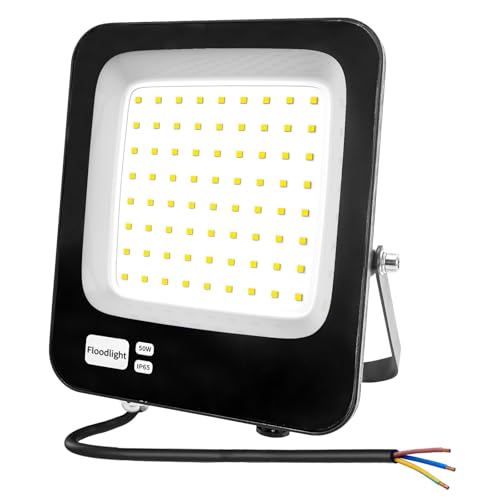 LED Strahler Außen 50W, Fosingut Superhell LED Scheinwerfer Innen,3000K Warmweiß Flutlicht Werkstattlampe,IP66 Wasserdicht Wandleuchte Außenstrahler,Baustrahler led Fluter für Garten,Keller,Garage von Fosingut