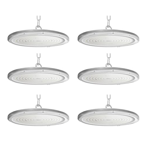 Fosingut LED UFO Industrielampe,100W Superhell Hallenstrahler UFO LED Werkstattlampe,6500K Kaltweiß IP65 Wasserdicht High Bay Licht Kronleuchter für Fabriken,Garage,Lagerhaus,Baustelle,Stadio-6pcs von Fosingut