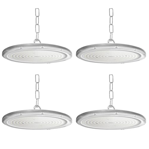 Fosingut LED UFO Industrielampe,300W Superhell Hallenstrahler UFO LED Werkstattlampe,6500K Kaltweiß IP65 Wasserdicht High Bay Licht Kronleuchter für Fabriken,Garage,Lagerhaus,Baustelle,Stadio-4pcs von Fosingut